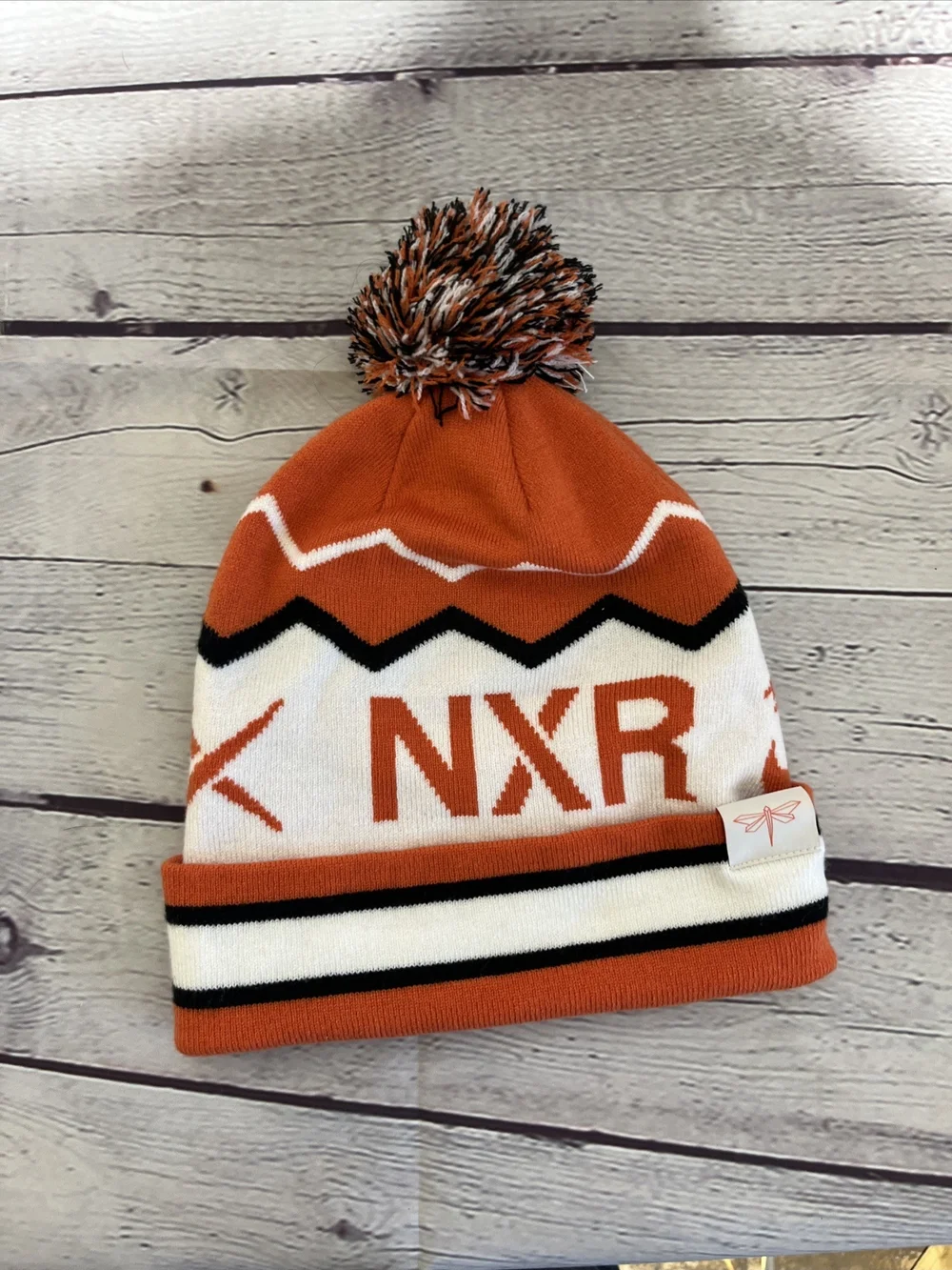 Nike NXR Orange, White & Black Pom Knit Beanie